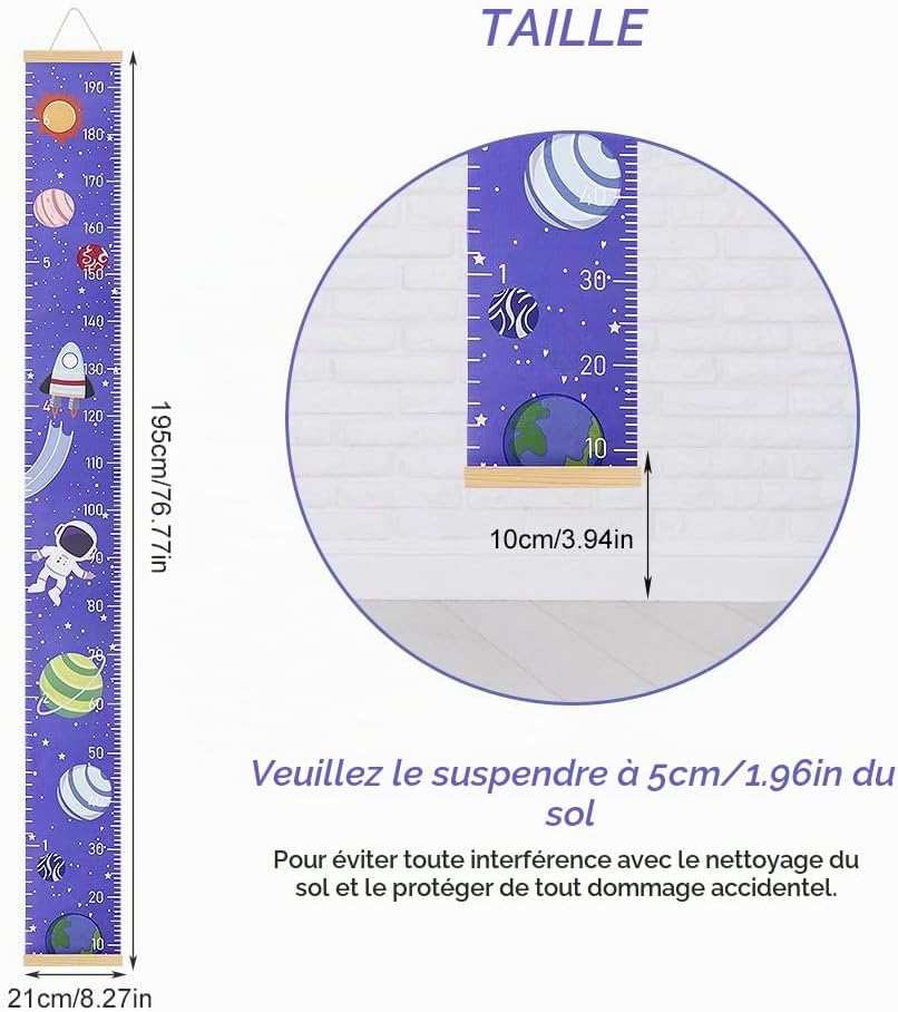 Detalle de Aolso groeimeter voor kinderen astronaut, canvas, 10–195 cm