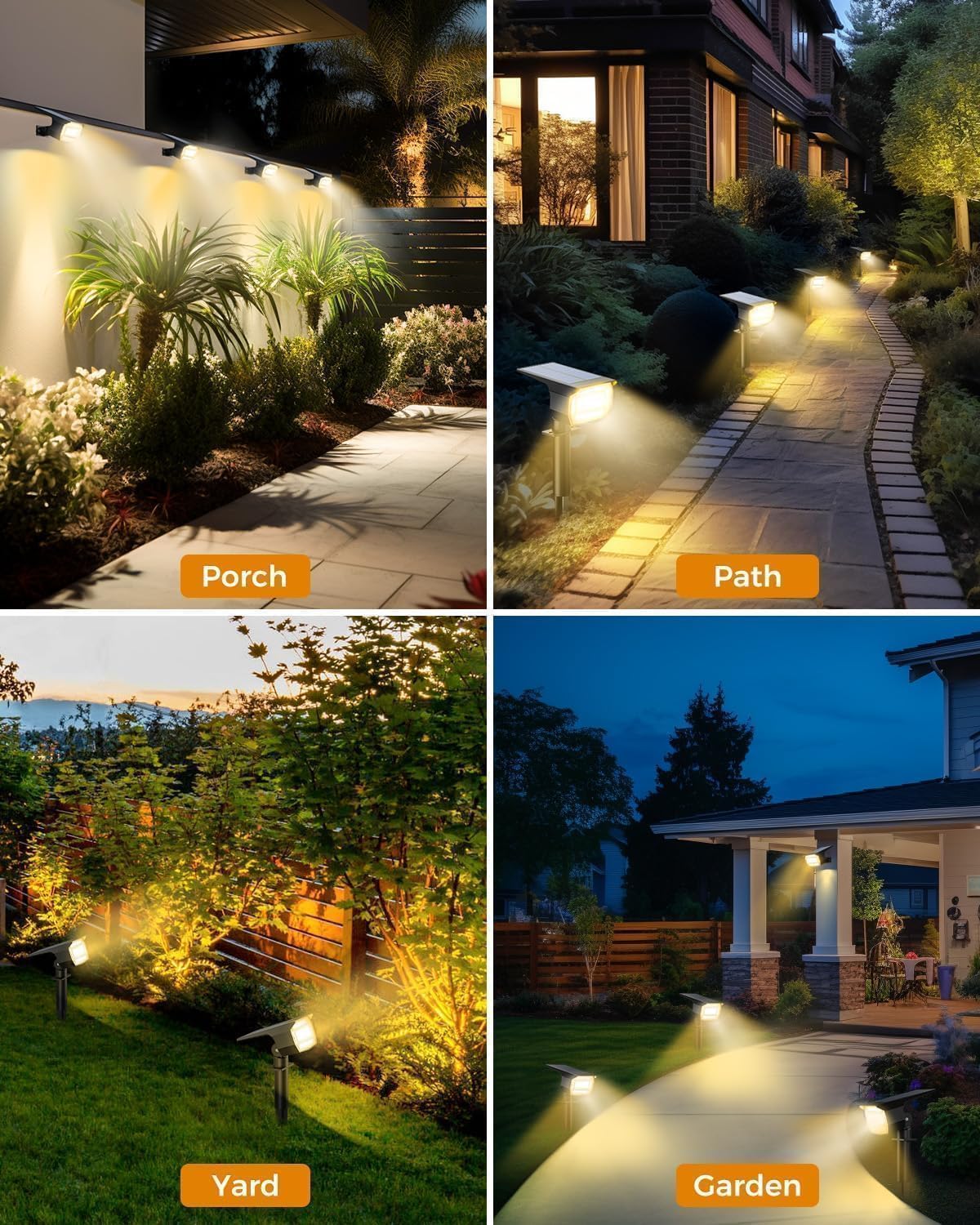 Thumbnail 4 de btfarm set da 4 faretti solari LED da esterno 72 LED, 3 livelli, IP65 (bianco caldo 3000K)