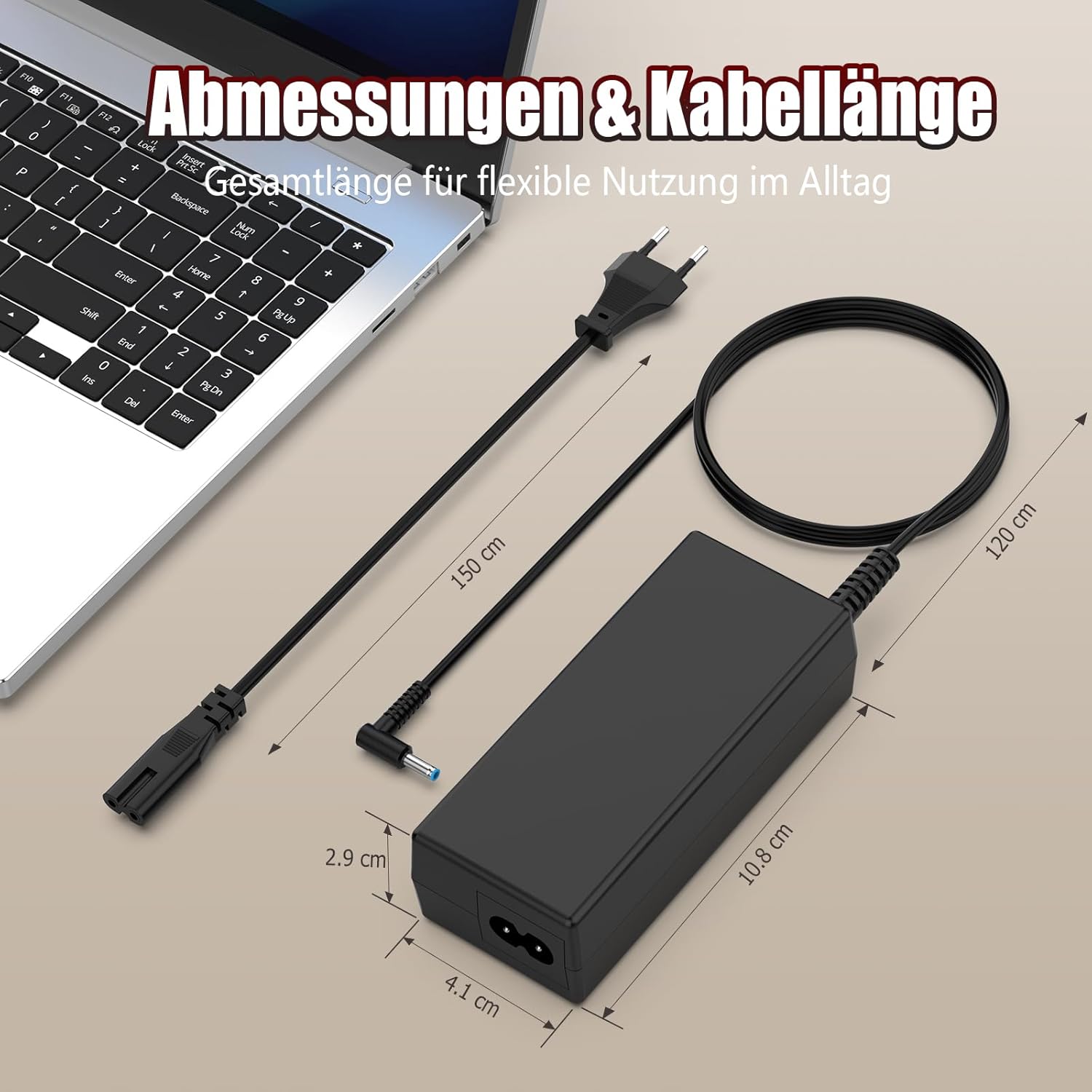 Thumbnail 6 de 45-Watt Laptop-Ladekabel Netzteil für HP (u. a. Pavilion X360 / EliteBook / ProBook) – 4,5 x 3,0 mm, kompatibel mit 741727-001