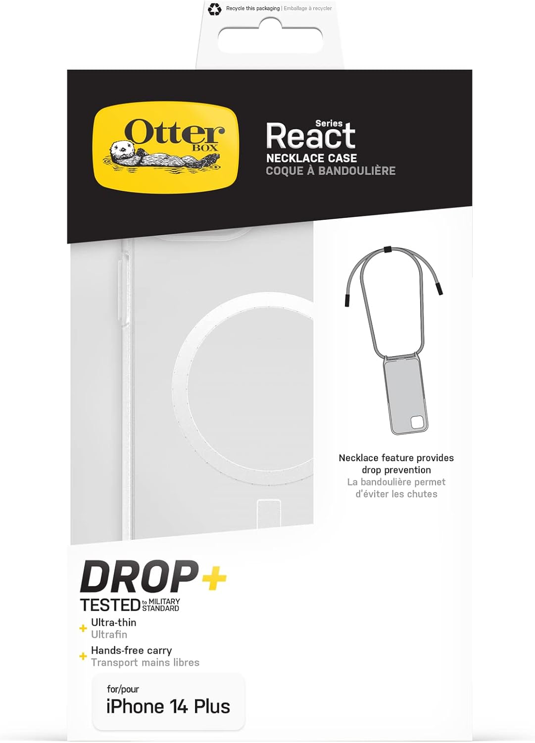 Thumbnail 4 de OtterBox React Necklace avec MagSafe pour iPhone 14 Plus – coque ultra-fine transparente avec collier réglable amovible