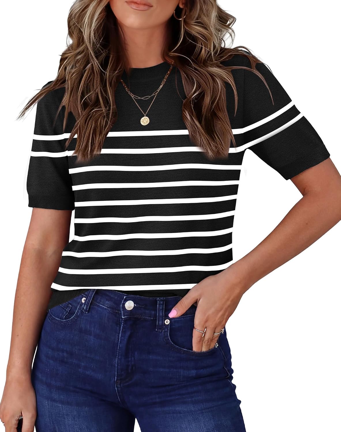 Thumbnail 5 de RUMIA Short Sleeve Sweater for Women: Lightweight, Dressy-Casual Work Top