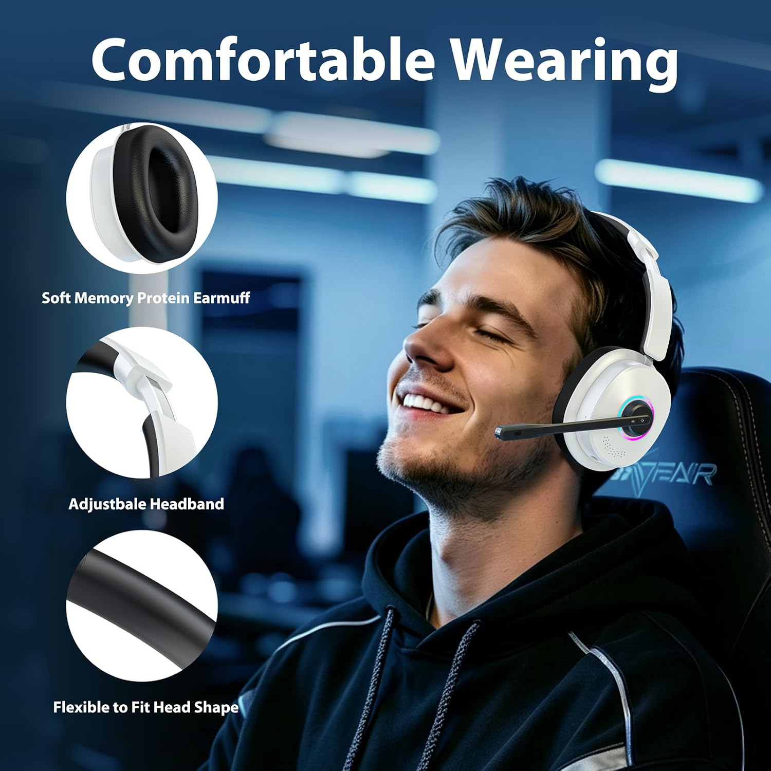 Thumbnail 1 de Earbay Wireless Gaming Headset with Bluetooth 6.0, Flip Mic and RGB Dock