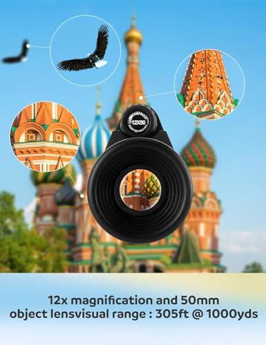Thumbnail 5 de HuaZiChok 12x50 High Power HD Monocular with Phone Adapter & Tripod