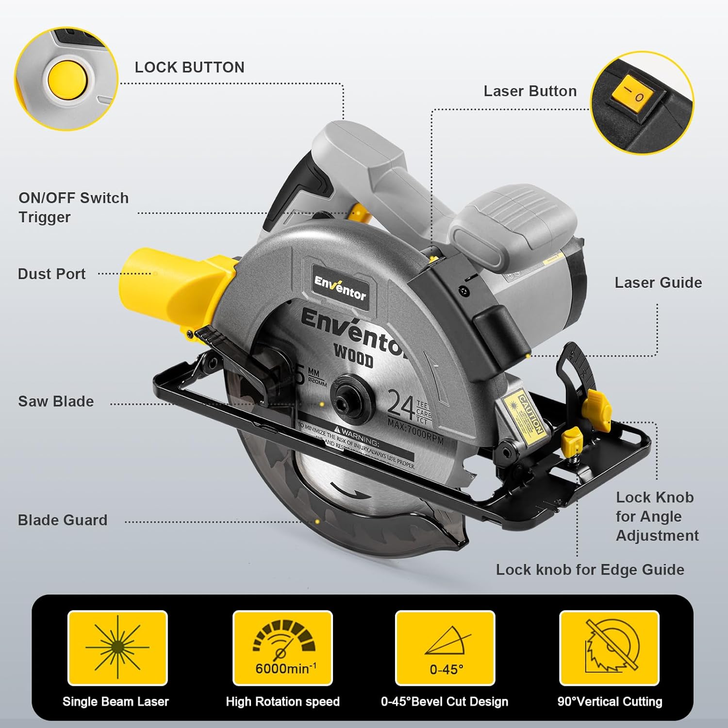 Detalle 2 de Enventor Circular Saw 1400W