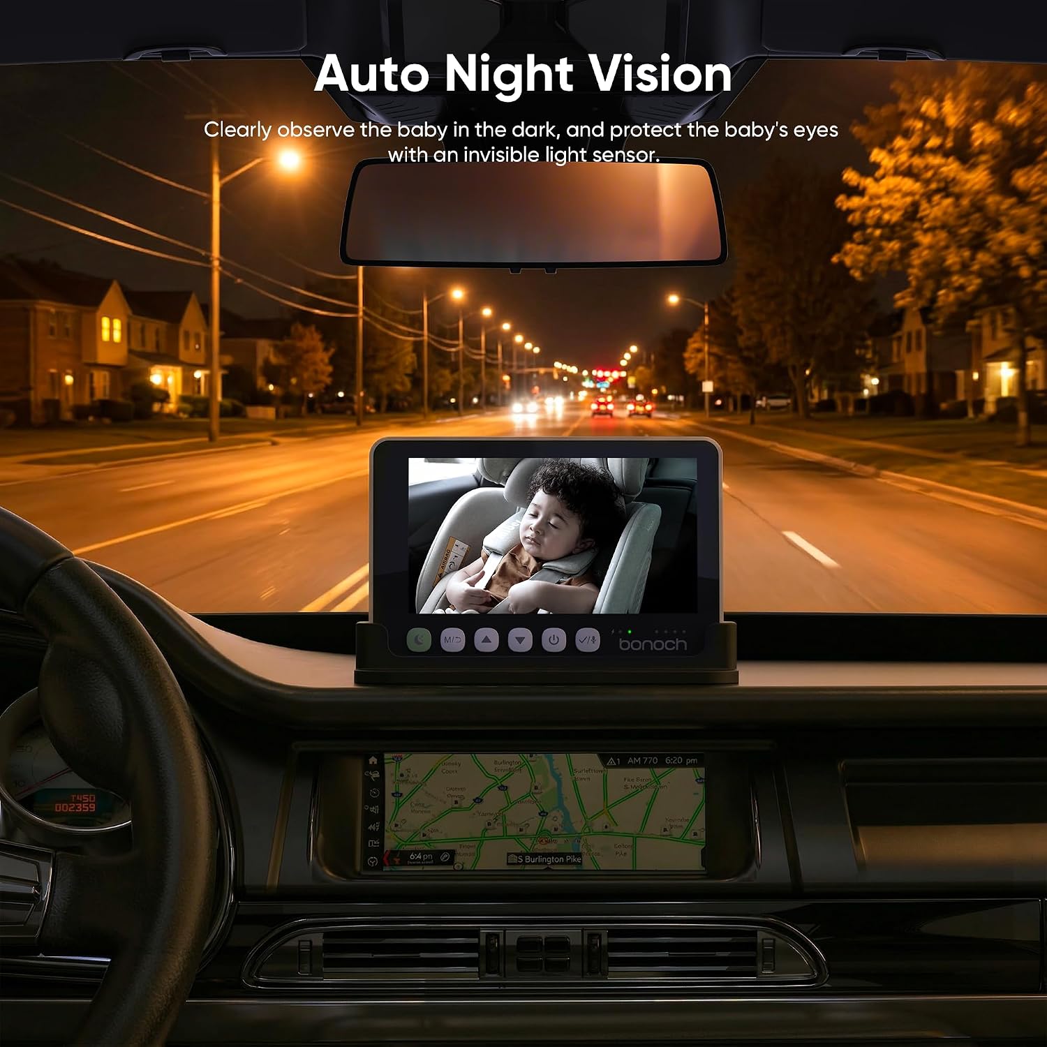 Detalle 2 de bonoch BCM01 5-Inch 1440p Baby Car Camera with 360° Rotating View