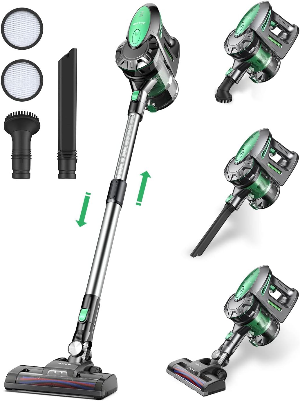 Detalle de Vactidy V8 Aspiradora 200W, Verdes, Compacta y Potente