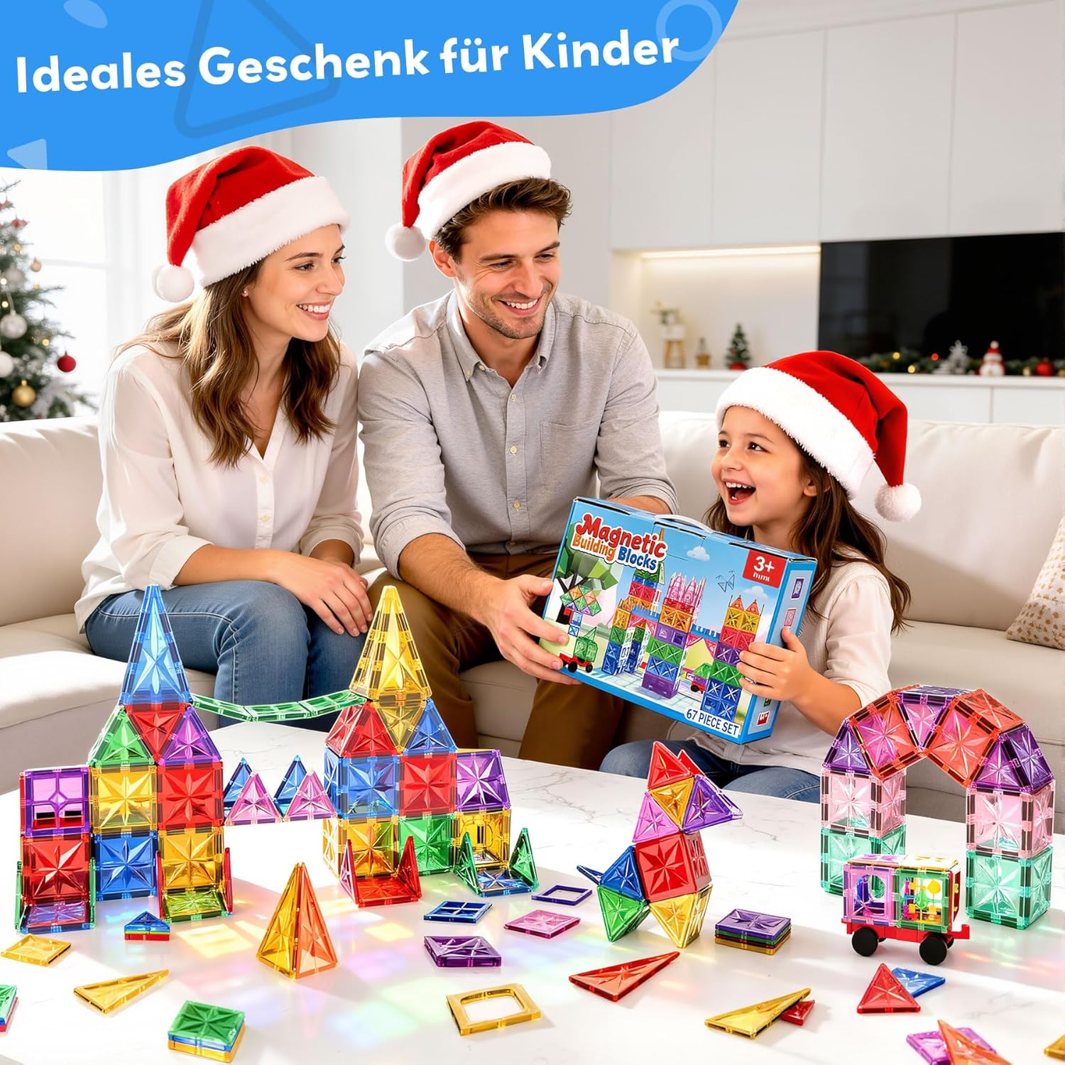 Detalle de WOOBLO Magnetische Bausteine (67 Teile) – Magnetspiel STEM/Montessori für Kinder ab 3 Jahren