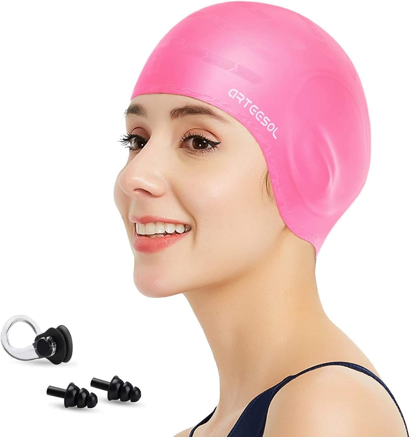 Detalle 2 de Blackace arteesol Swimming Cap 3D Ear Design