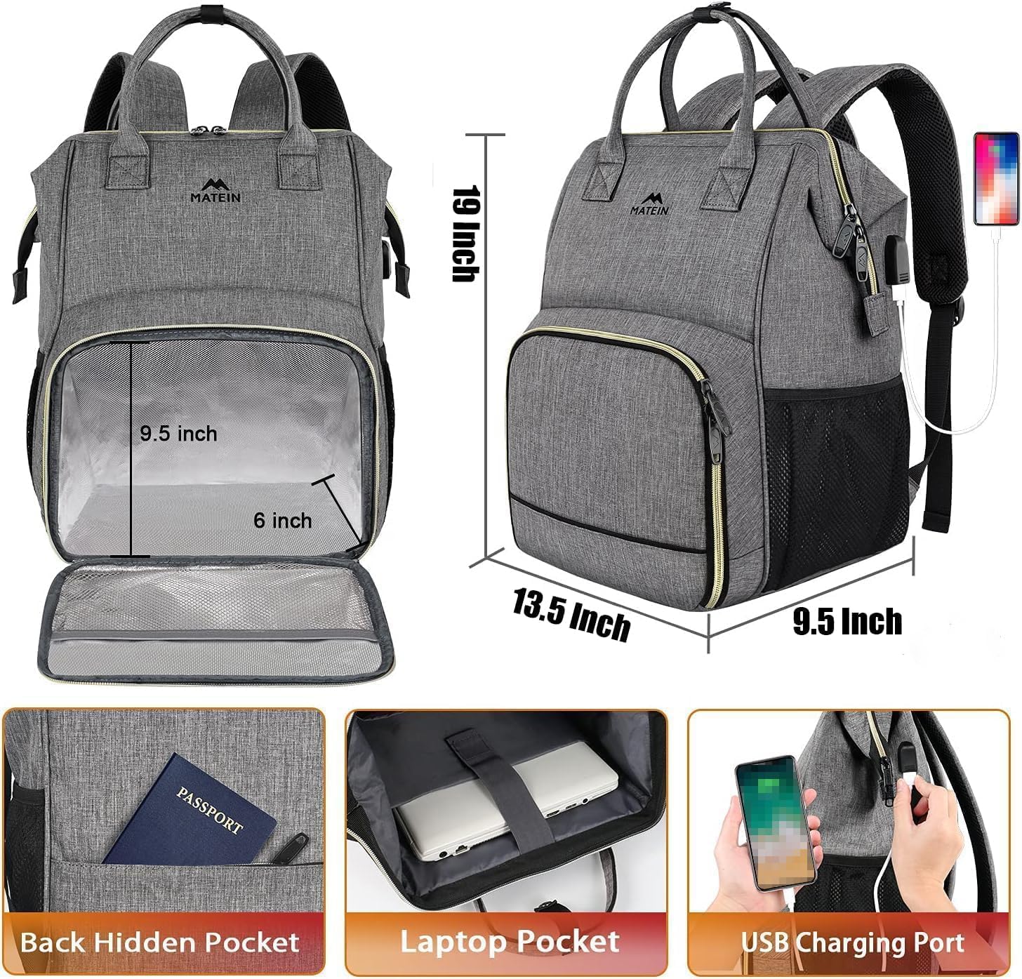 Thumbnail 3 de MATEIN Mochila para Almuerzo y Laptop 17"