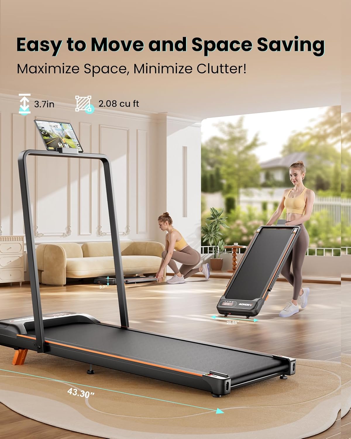 Thumbnail 6 de Abonow 3000 Under Desk Walking Pad Treadmill, 8% Manual Incline, LED Display