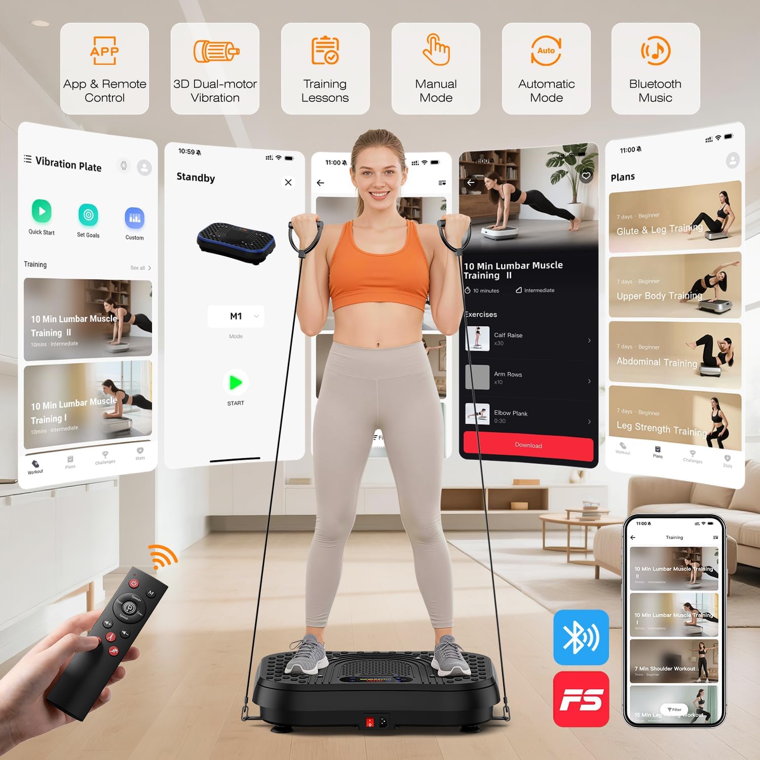 Detalle 2 de Taevno 3D Dual Motor Vibration Plate with 199 Speeds and App Control