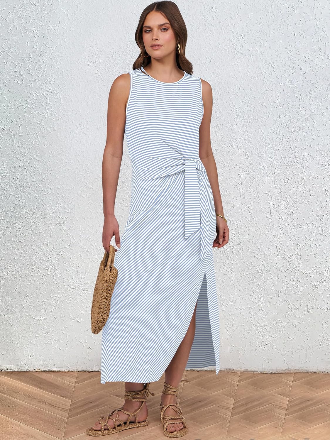 Thumbnail 4 de ANRABESS Women's Summer Sleeveless Midi Dress with Tie Waist—Slim Fit Sundress