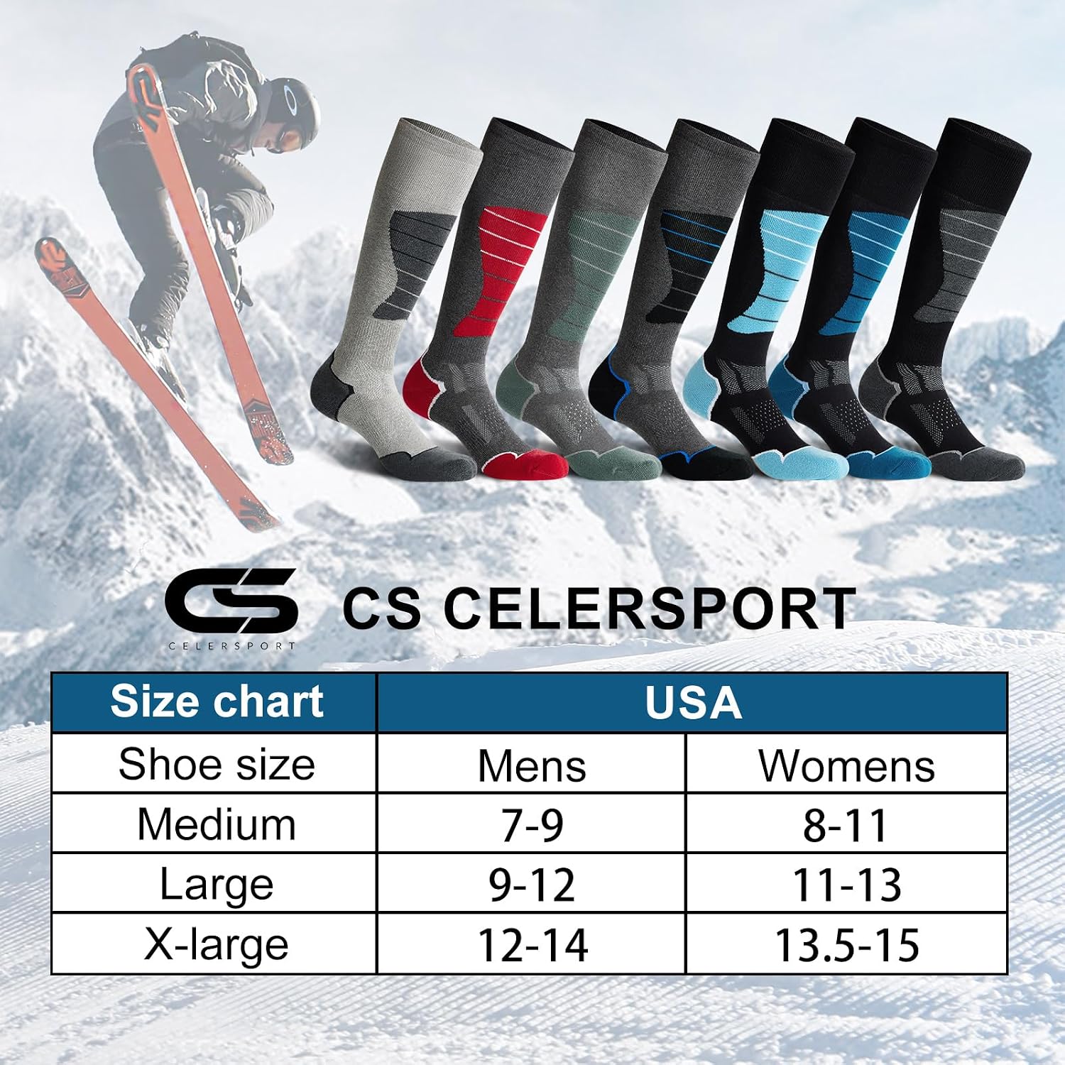 Detalle 1 de CS CELERSPORT Ski Socks 2/3/4 Pack