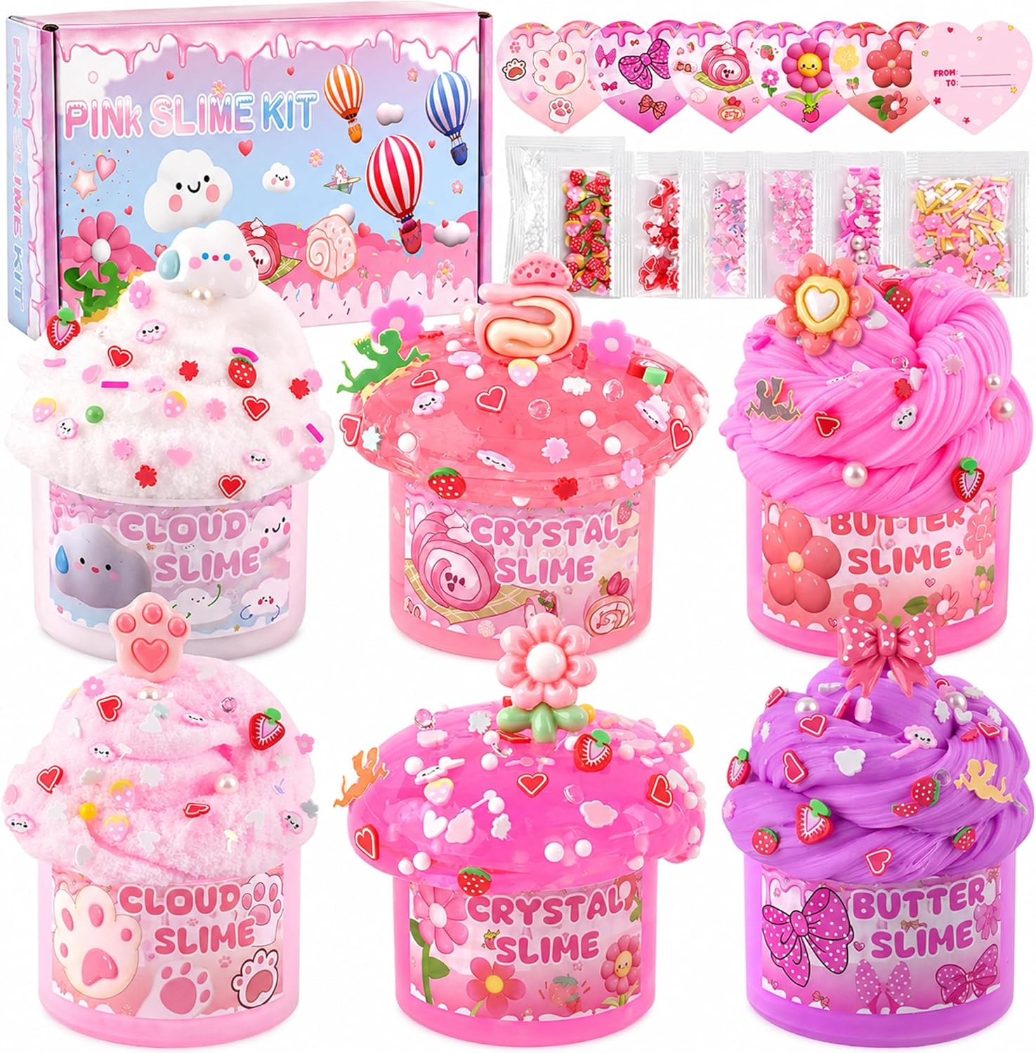 Pack of 6 Pink Slimes for Kids
