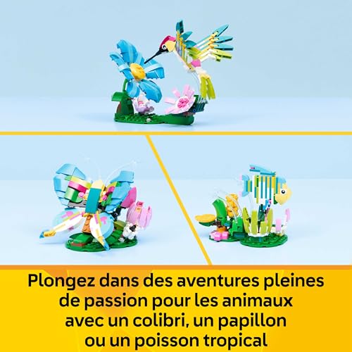Detalle de LEGO Creator 3-en-1 Animaux Sauvages : Colibri Coloré (31384) – Jeu de construction imaginatif pour enfants à partir de 8 ans