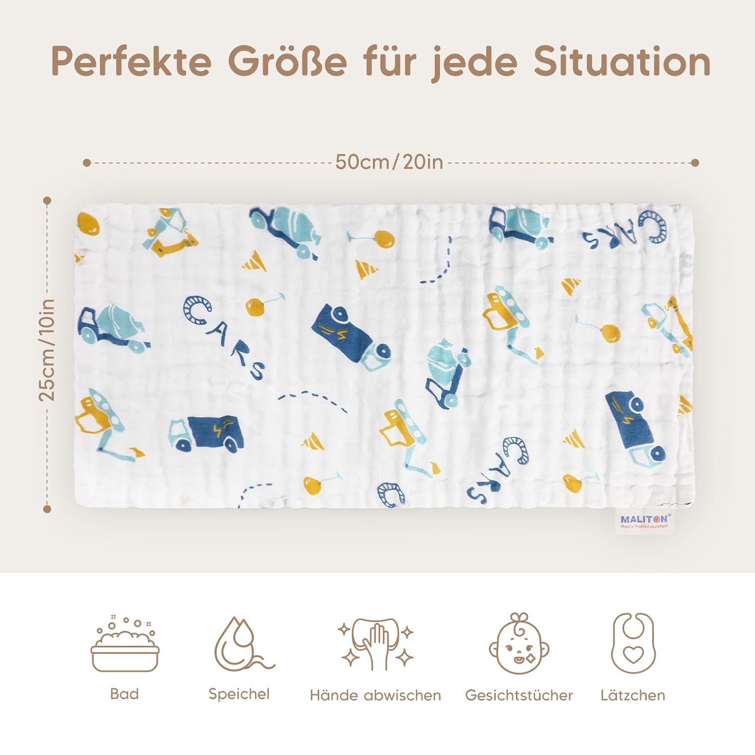 Thumbnail 6 de Maliton Baby Spucktücher 50x25 cm, 6er-Pack