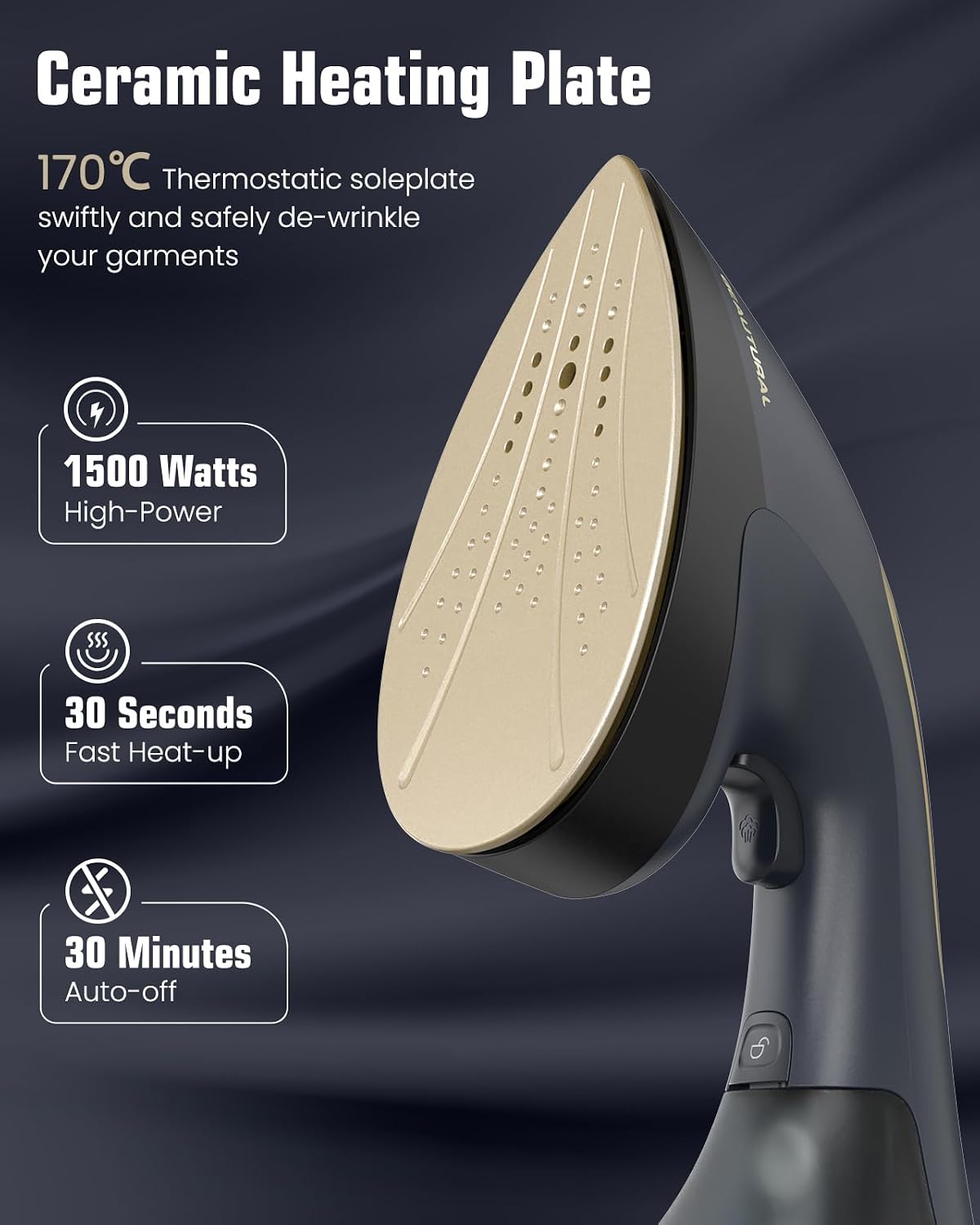 Detalle 2 de BEAUTURAL 2-in-1 Garment Steamer & Iron: 1500W Handheld with Burst Steam