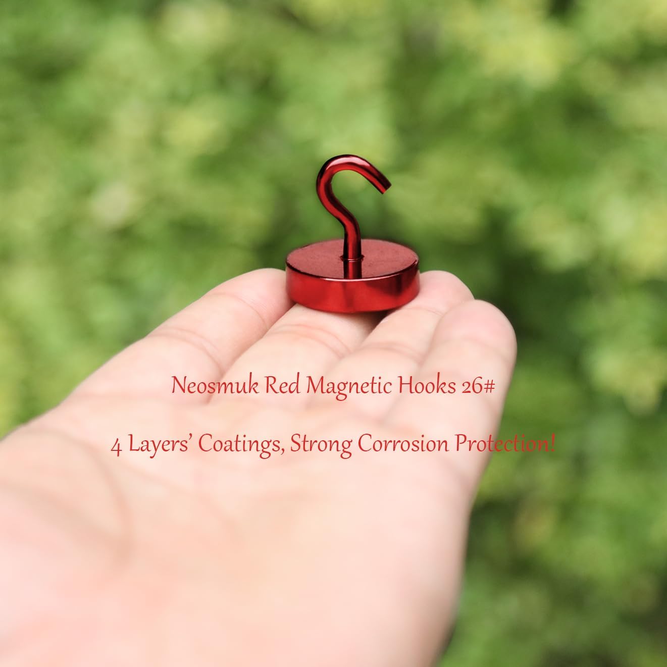 Detalle de Neosmuk NPM26x10Red20240918 Magnetic Hooks, Red Steel, 10-Pack