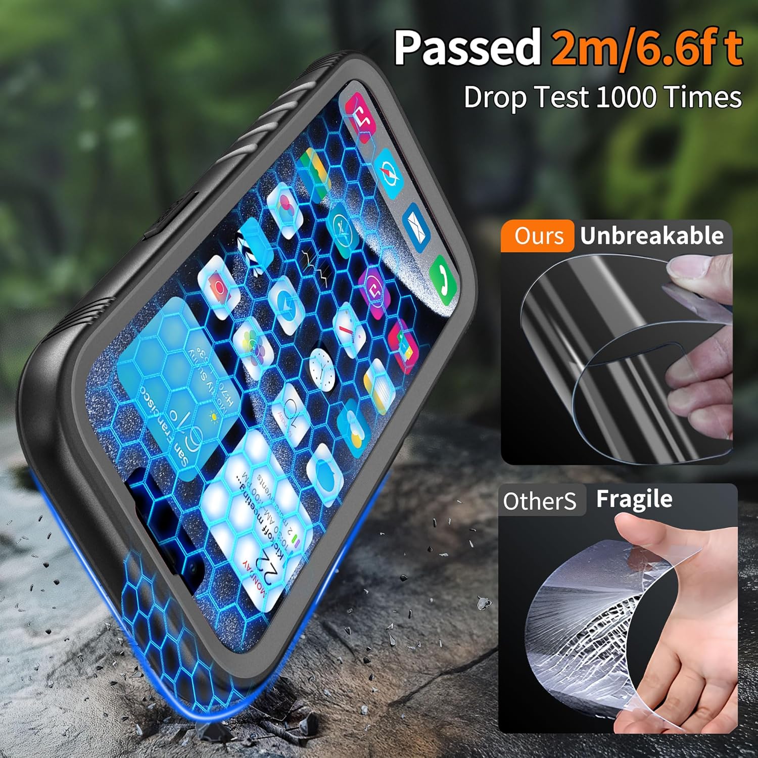 Detalle de Cozycase for iPhone 15 Pro Max Waterproof Case with Screen and Camera Protector