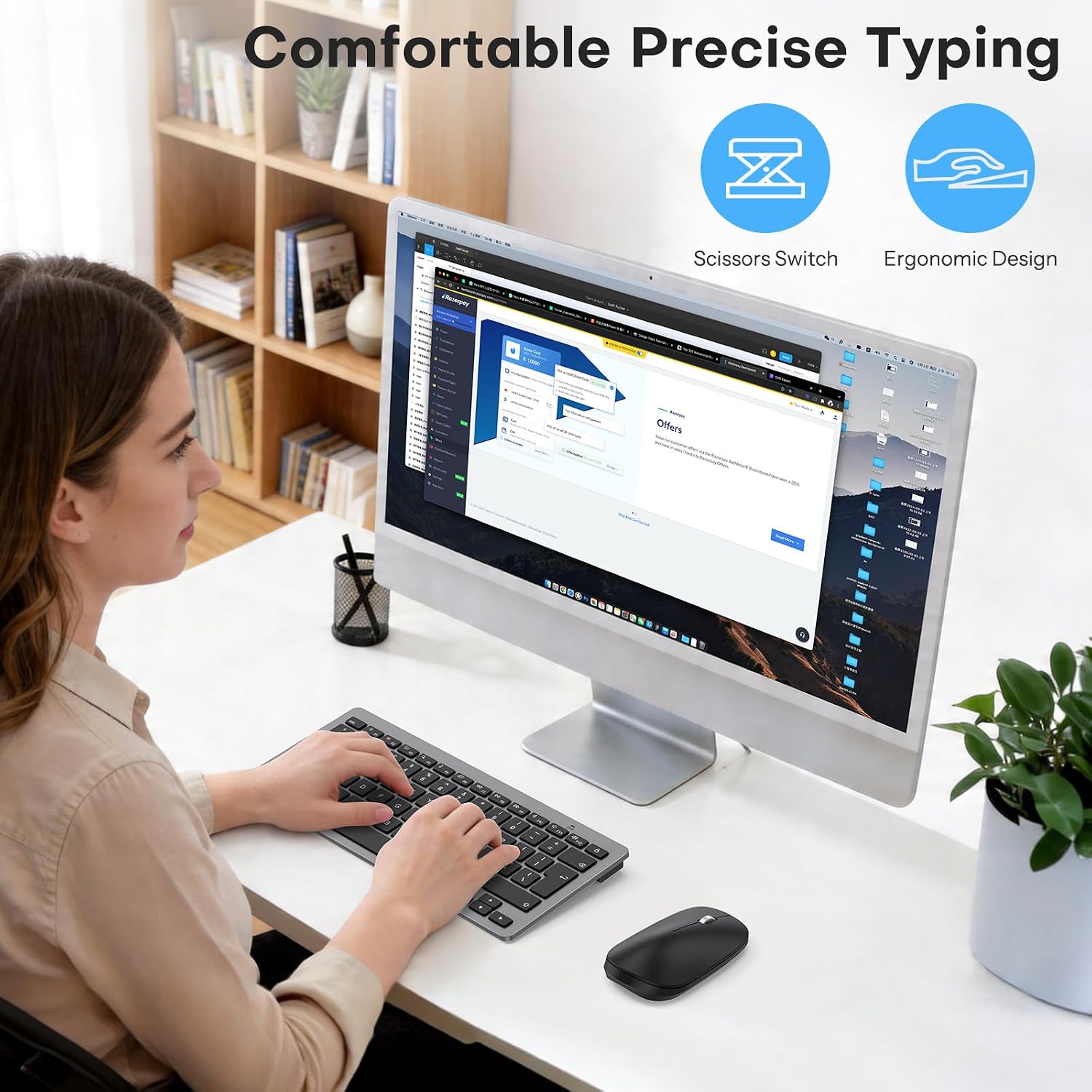 Thumbnail 3 de OMOTON Ultra-Slim Bluetooth Keyboard and Mouse Set for Mac (UK QWERTY, Space Grey/Black)