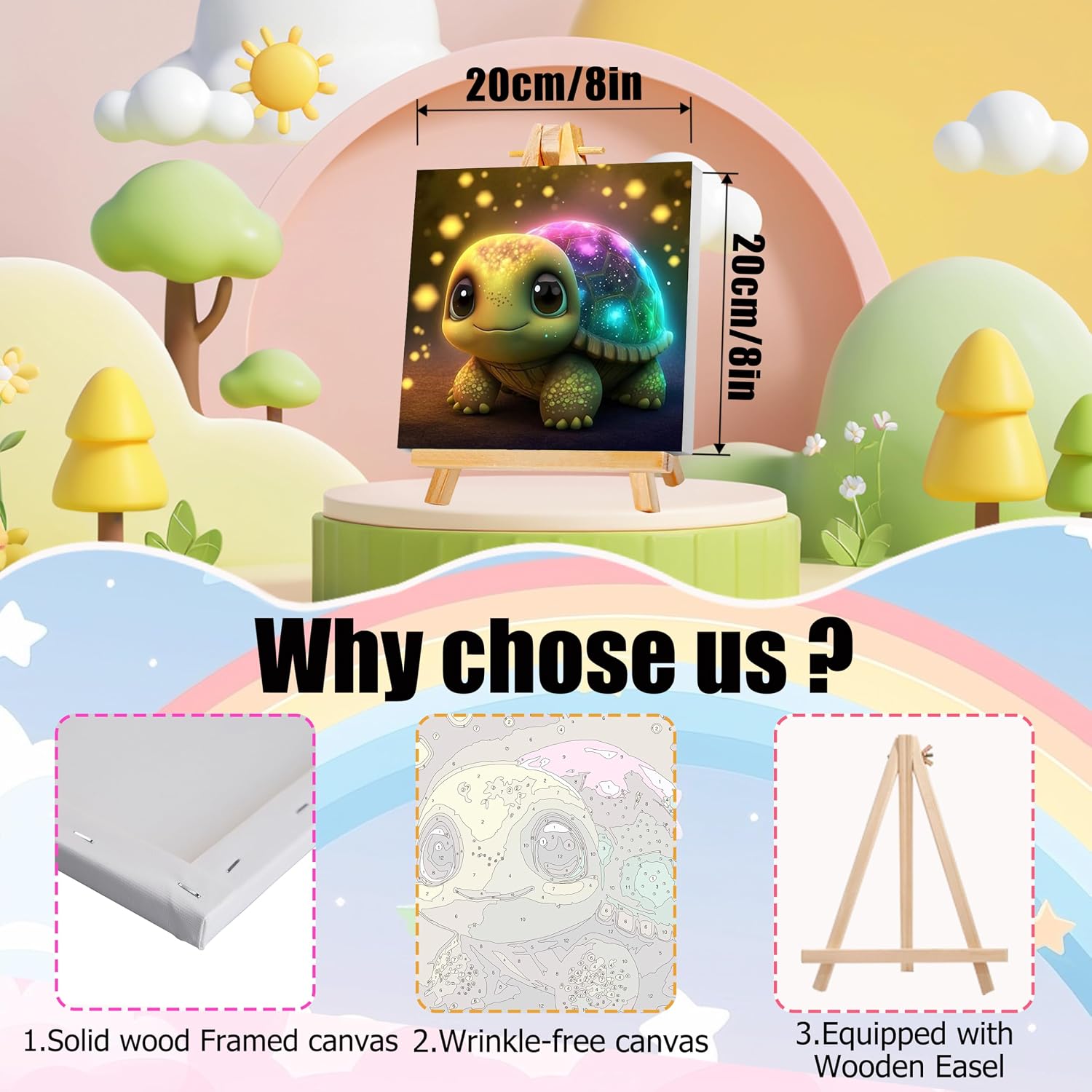 Thumbnail 4 de Yunruily 4 Pack Paint by Numbers for Kids 8x8 Frames
