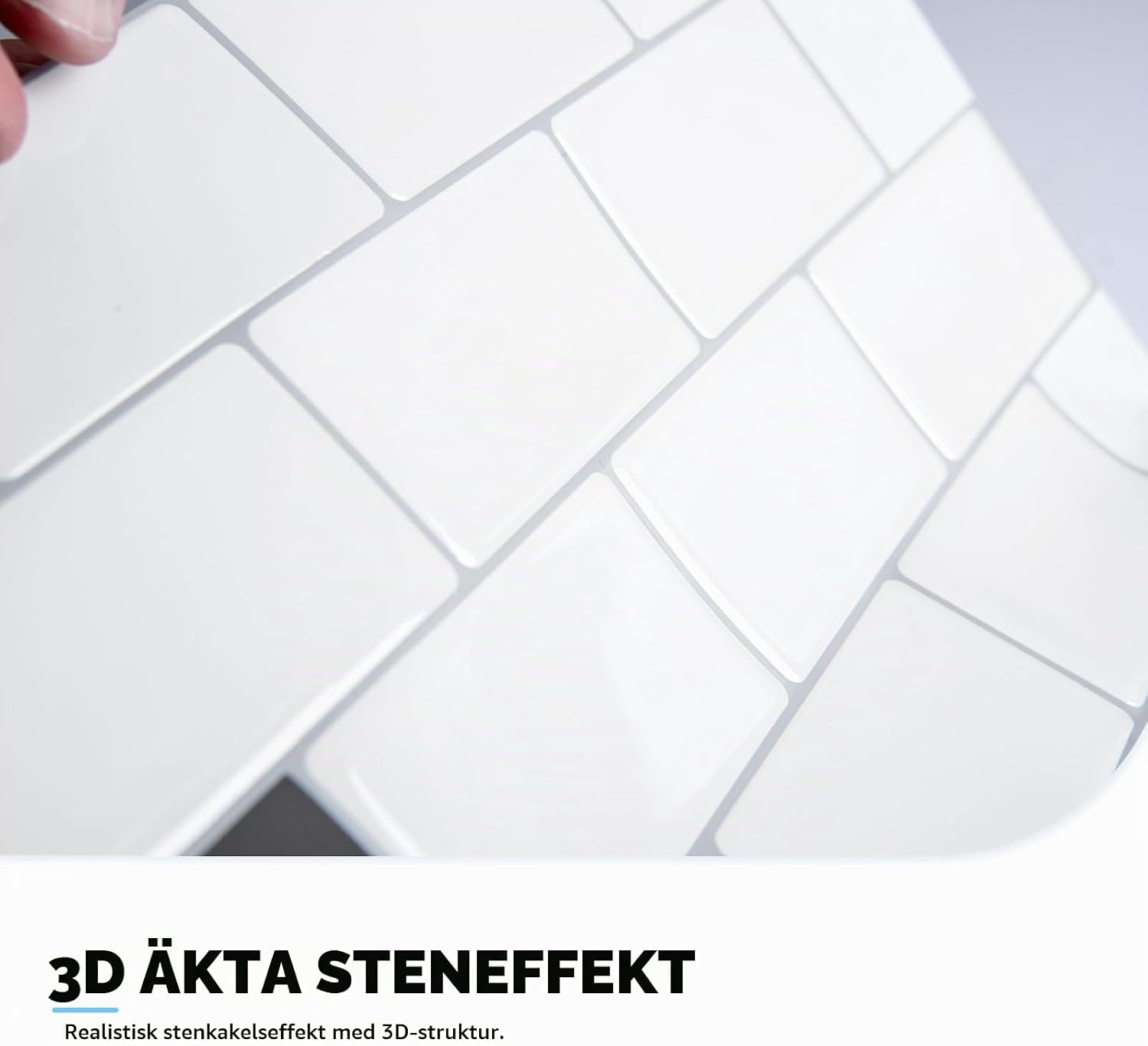 Detalle 2 de Art3d A17048 självhäftande kakeldekaler, varmvit med grå fog, 3D-effekt