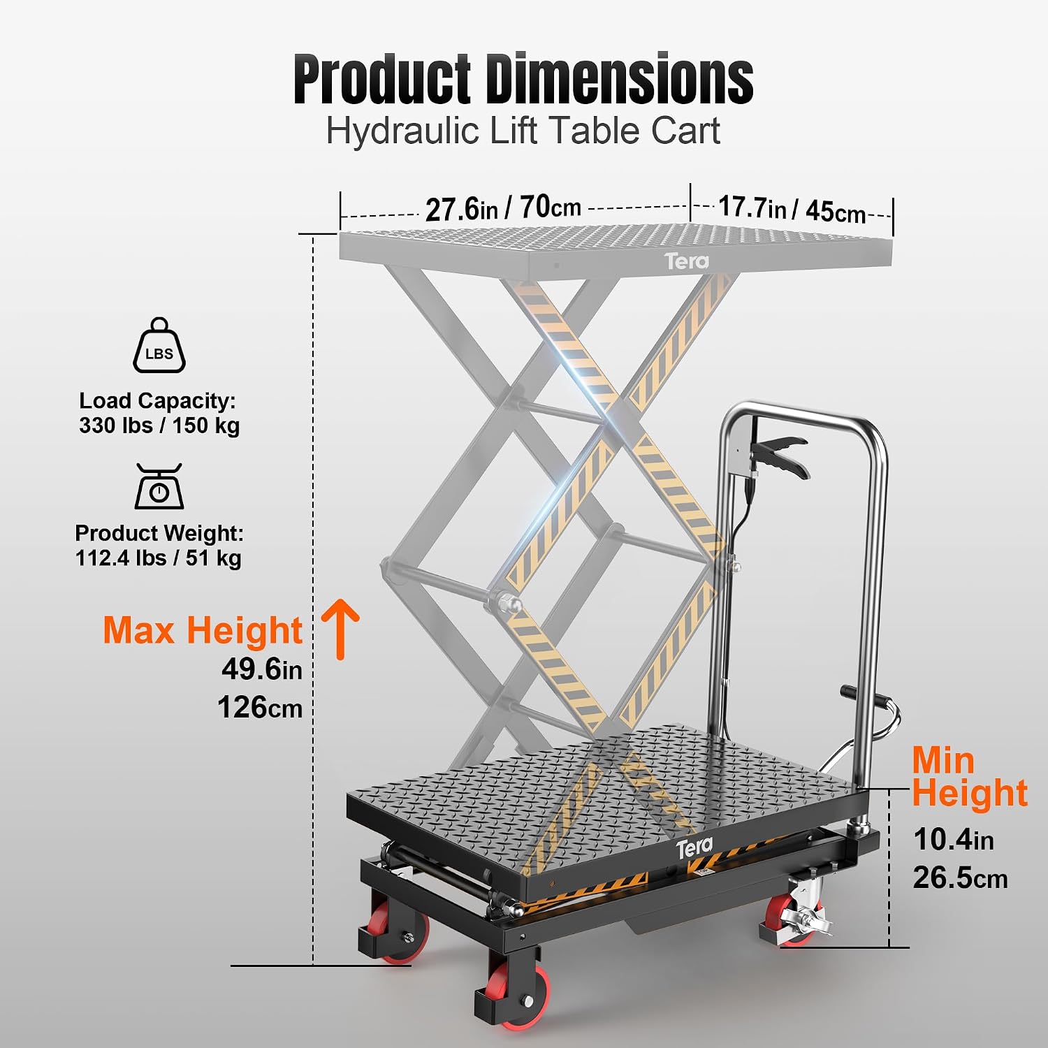 Detalle 2 de Tera Hydraulic Lift Table Cart, 330 lb