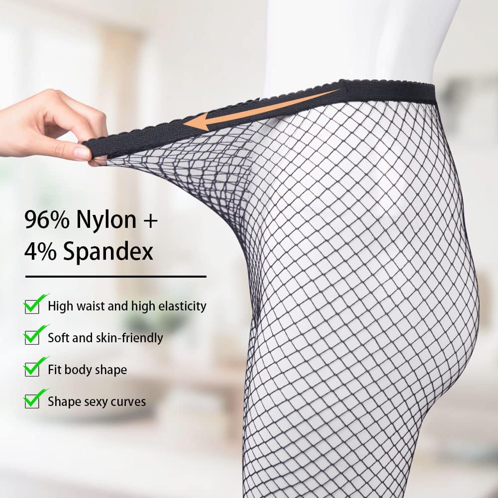 Detalle de AOMIG C2-QX-MS230314-FBA zwarte visnetpanty met hoge taille