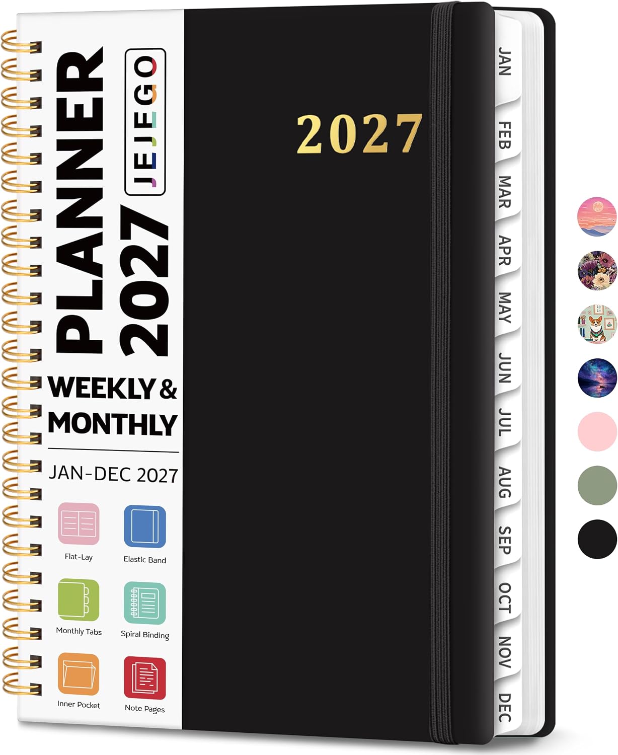 JEJEGO J003-2627-A5-C 2027 Planner, A5 Weekly & Monthly Hardcover