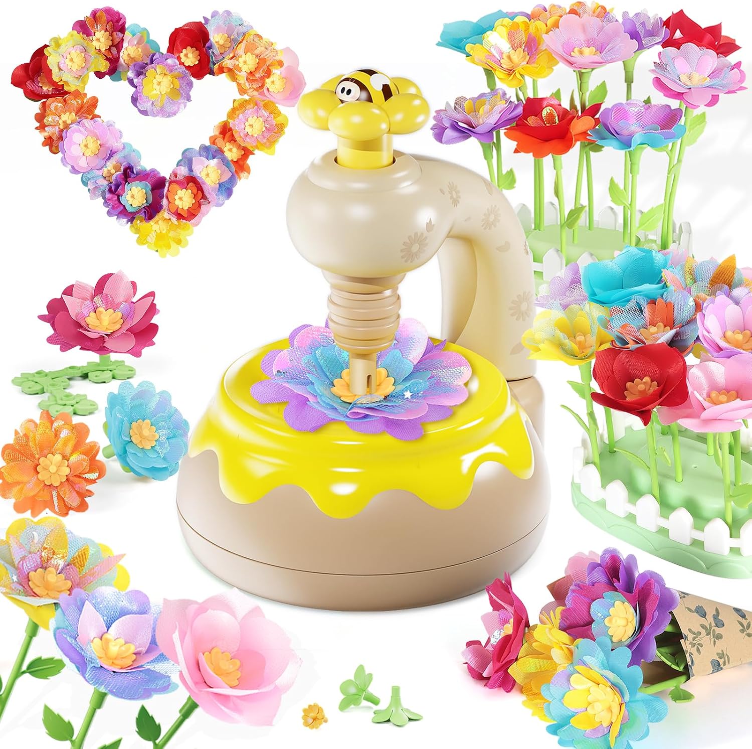 Detalle de Blumenstrauß-Bastelset DIY Blumen für Kinder ab 3 Jahren (Gelb)