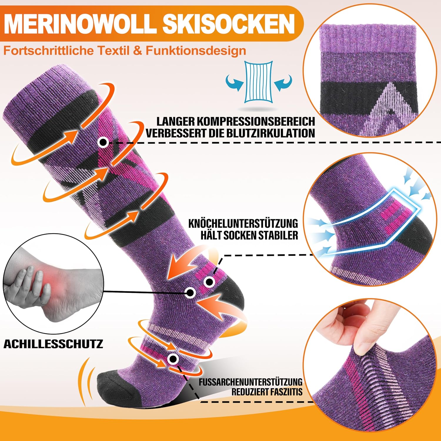 Detalle de Welwoos Merino Wollsocken 3 Paar