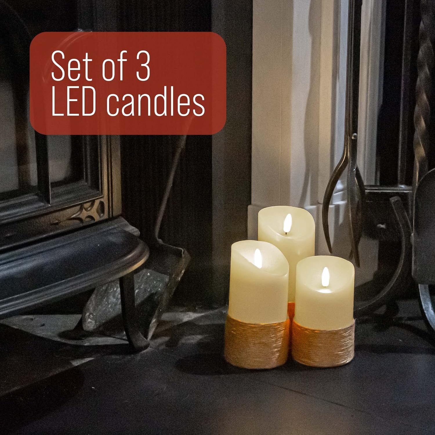 Thumbnail 3 de iN LED Candles (Set of 3) with dancing flame effect, rope design and remote control