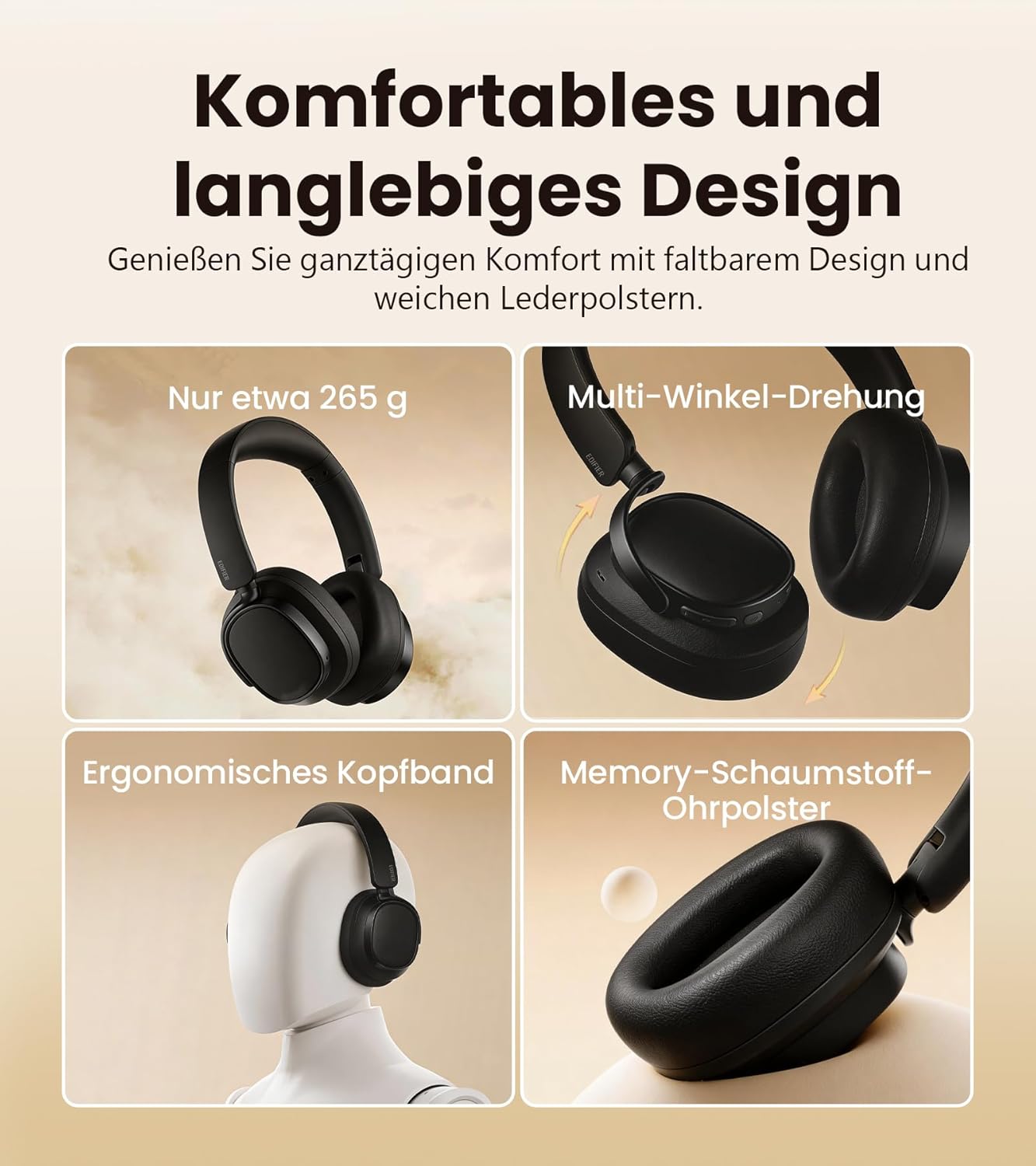 Thumbnail 5 de Edifier ES850NB kabellose Over-Ear-Kopfhörer mit ANC, LDAC & bis zu 92 h Laufzeit (Bluetooth 5.4, Multipoint) – Schwarz