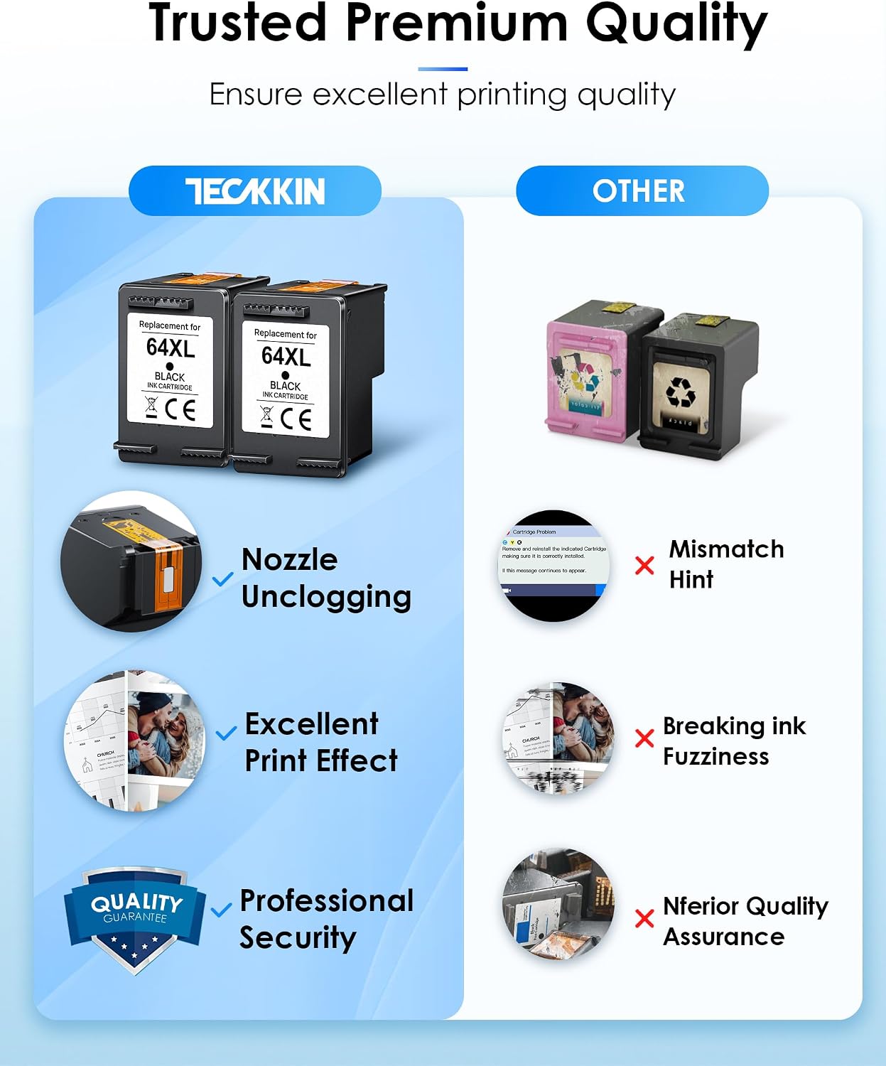 Detalle 2 de TECKKIN 64XL Remanufactured Black Ink Cartridges, 2-Pack for HP ENVY Photo