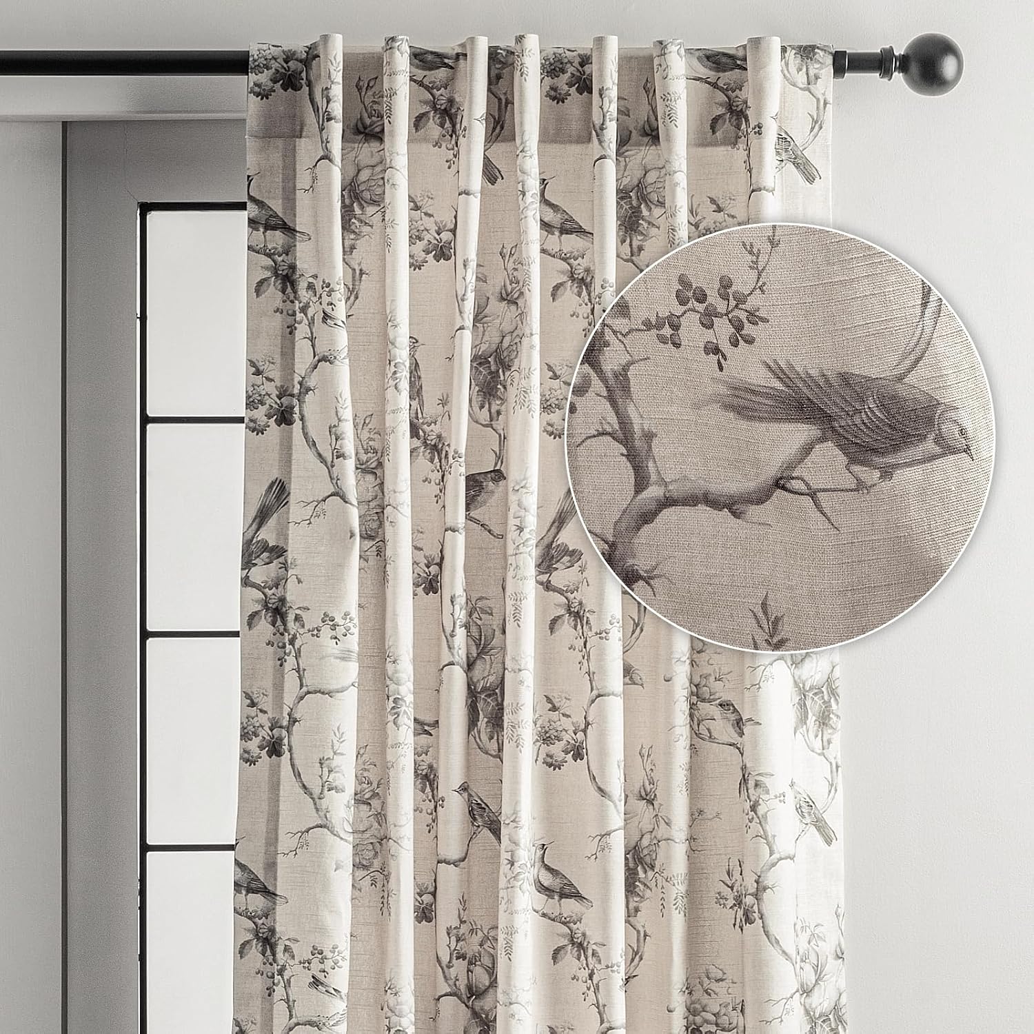 Detalle de Maison d' Hermine Turin 100% Cotton Light Filtering Curtains (Two Panels, Rod & Loop Pockets)