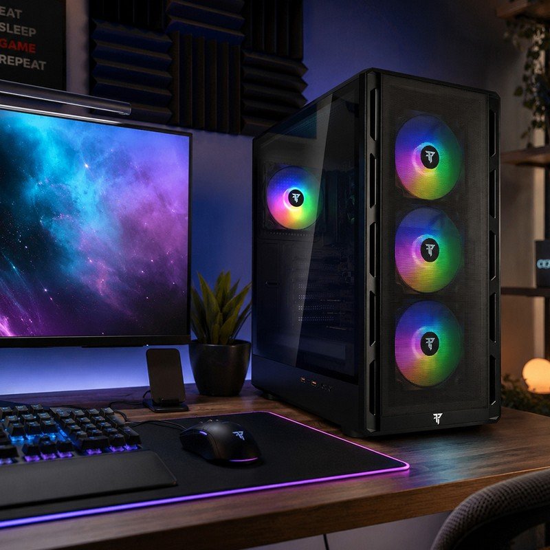 Detalle 2 de Tempest Ironvale: Caja PC ATX ARGB Mesh Negra