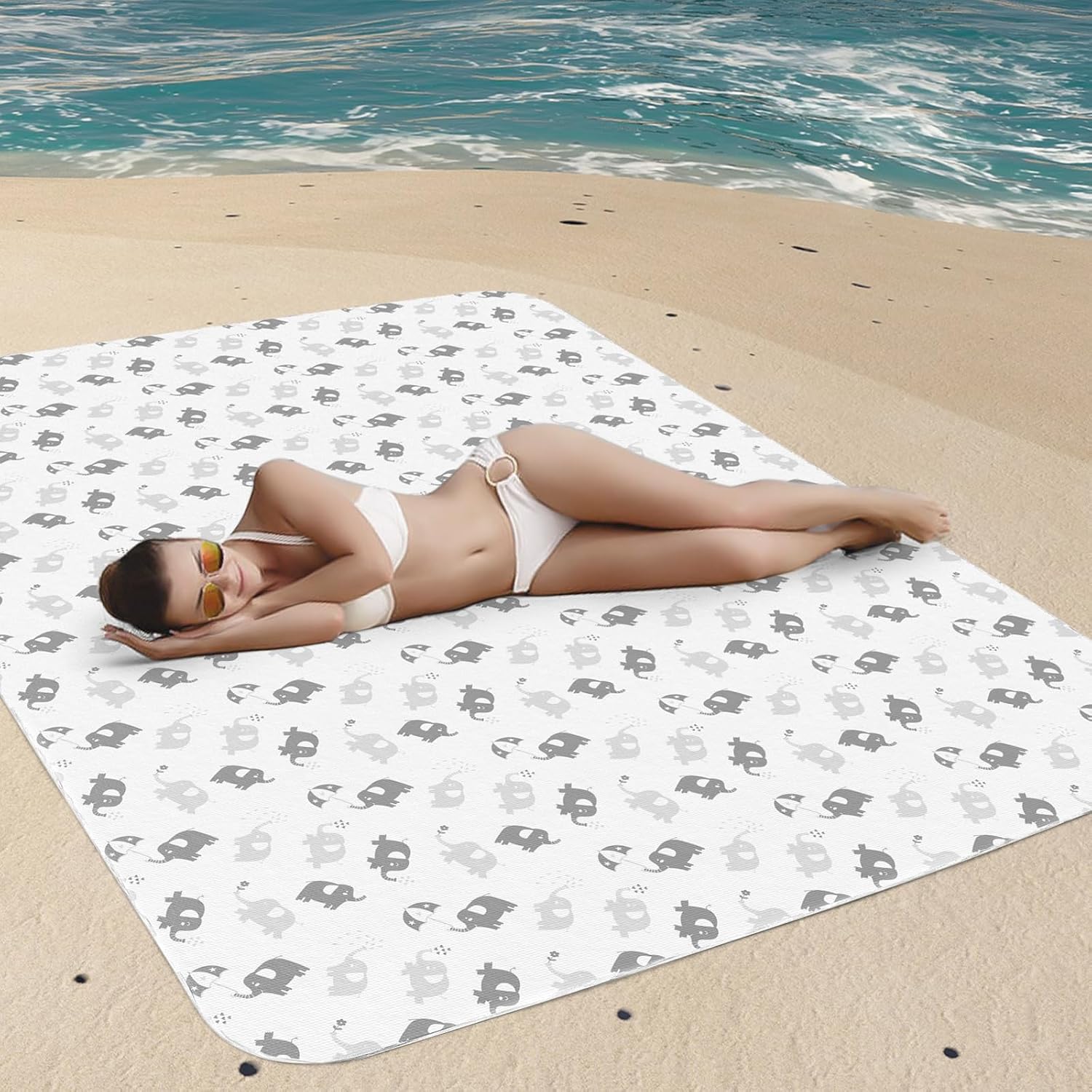 Thumbnail 5 de Moonsea Splat Mat for High Chairs, 46 x 42-Inch Elephant Print, Washable