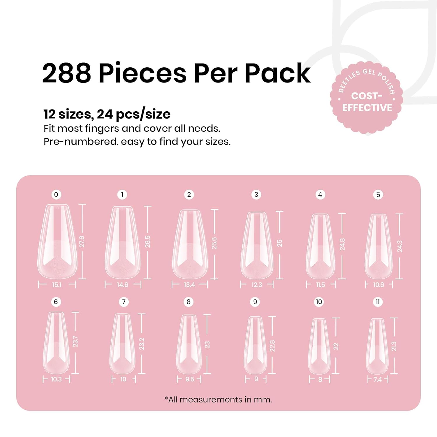 Detalle de Beetles Gel Nail Tips Medium Coffin 288pcs ๐