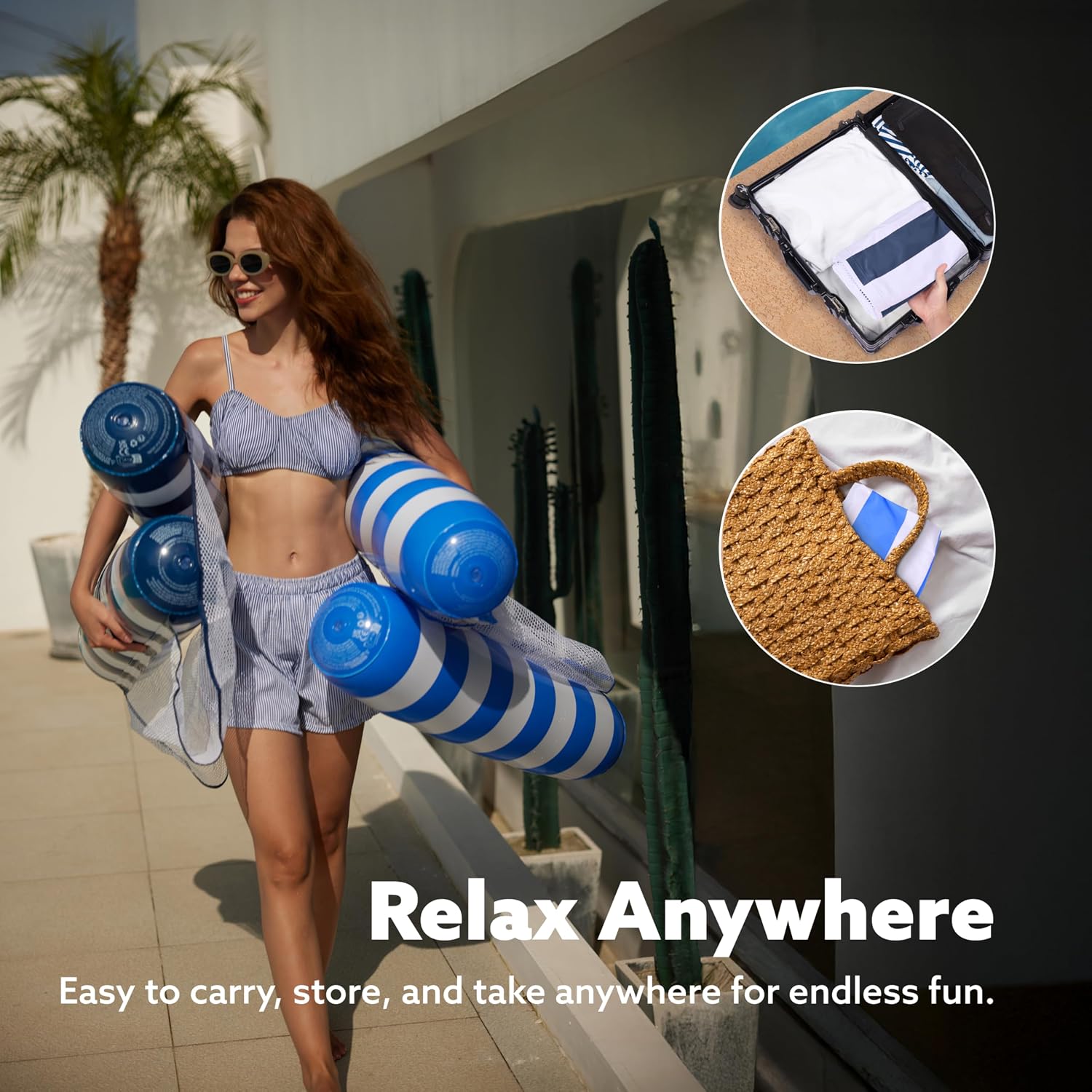 Detalle de Sloosh 2-Packung Hängematte Pool Floats 4-in-1 – Vielseitige Aufblasbare Liege für Erwachsene