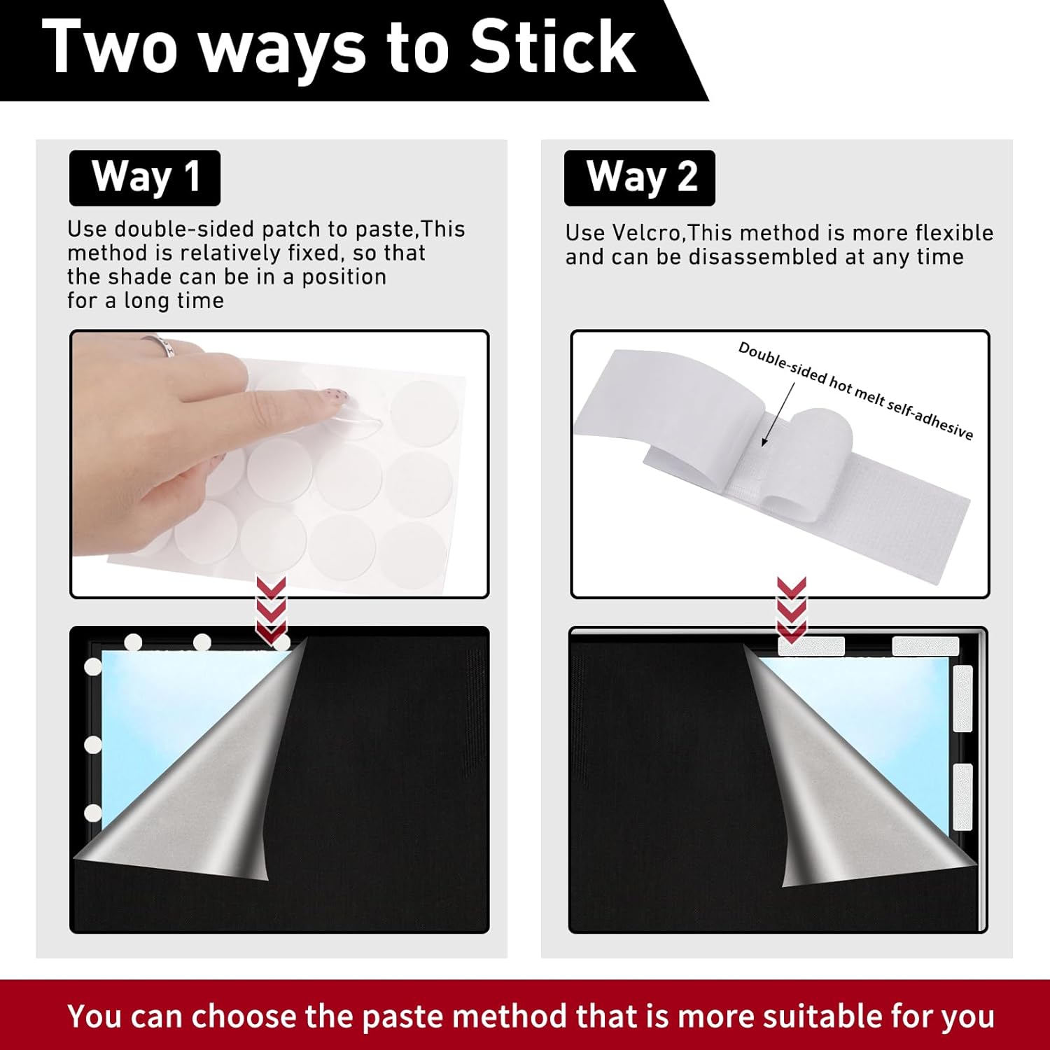 Detalle 2 de Blackout Blinds Stick on 300x145cm — Portable, No-Drill 100% Blackout Solution
