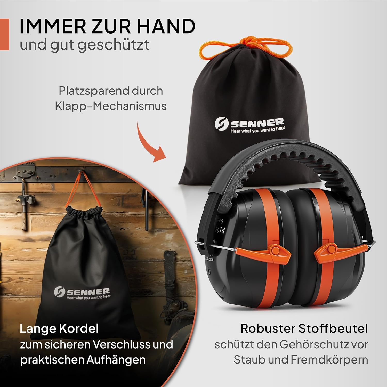 Thumbnail 5 de Senner WorkPro Ultra Fold – klappbarer Gehörschutz mit SNR 33 dB (schwarz/orange)