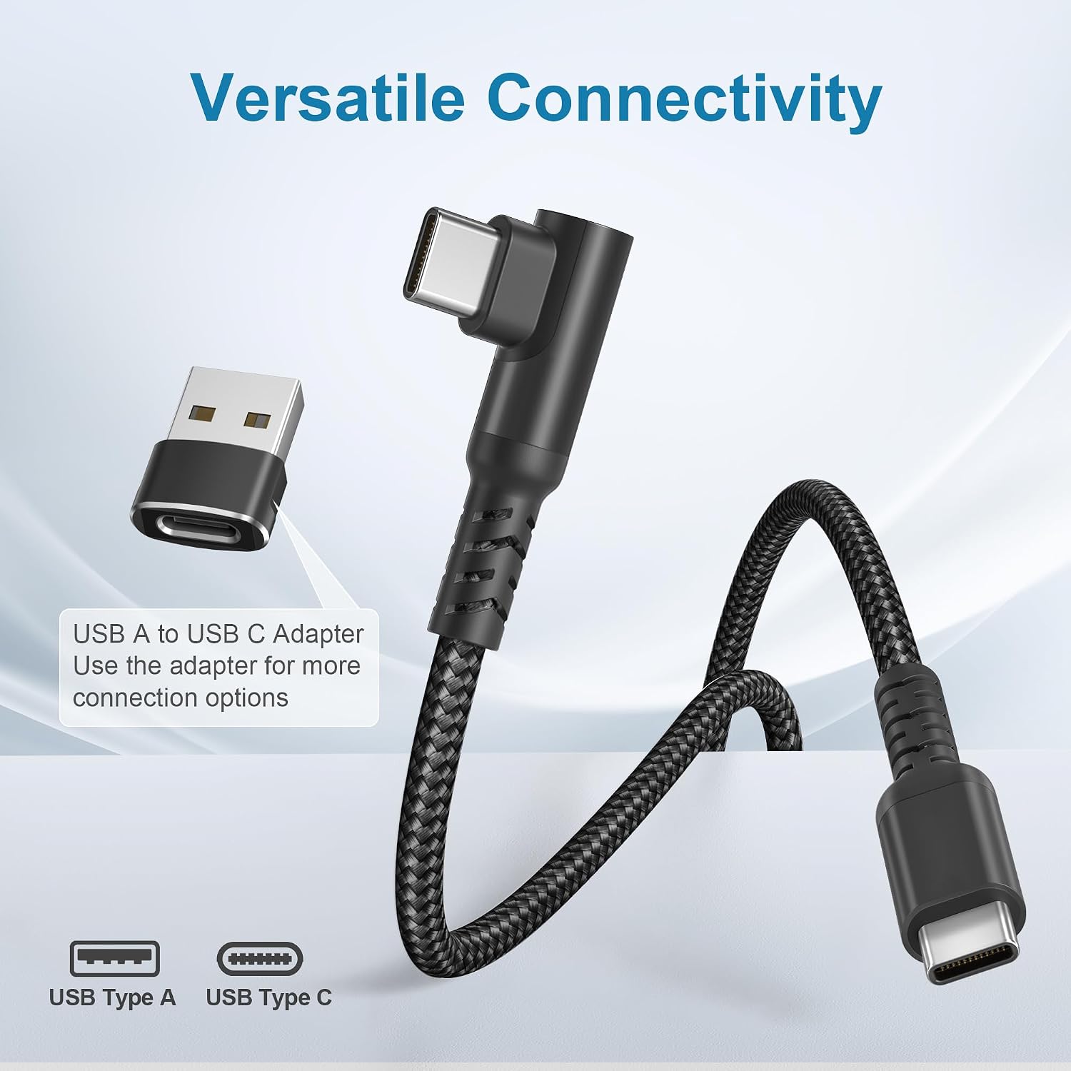 Detalle de Base Sailor Galaxy S26/S25 60W USB-C to USB-C right-angled charger cable (3m) with USB adapter