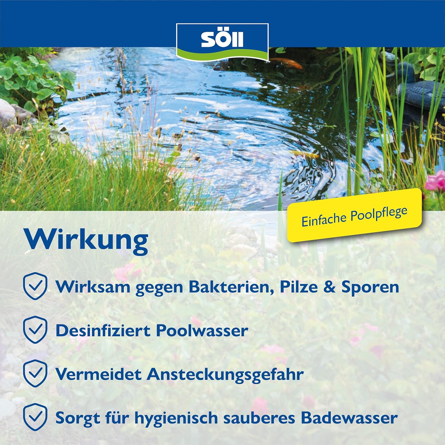 Detalle 2 de Söll AquaDes 2,5 l – Pool-Desinfektion und Wasserpflege für hygienisches Wasser