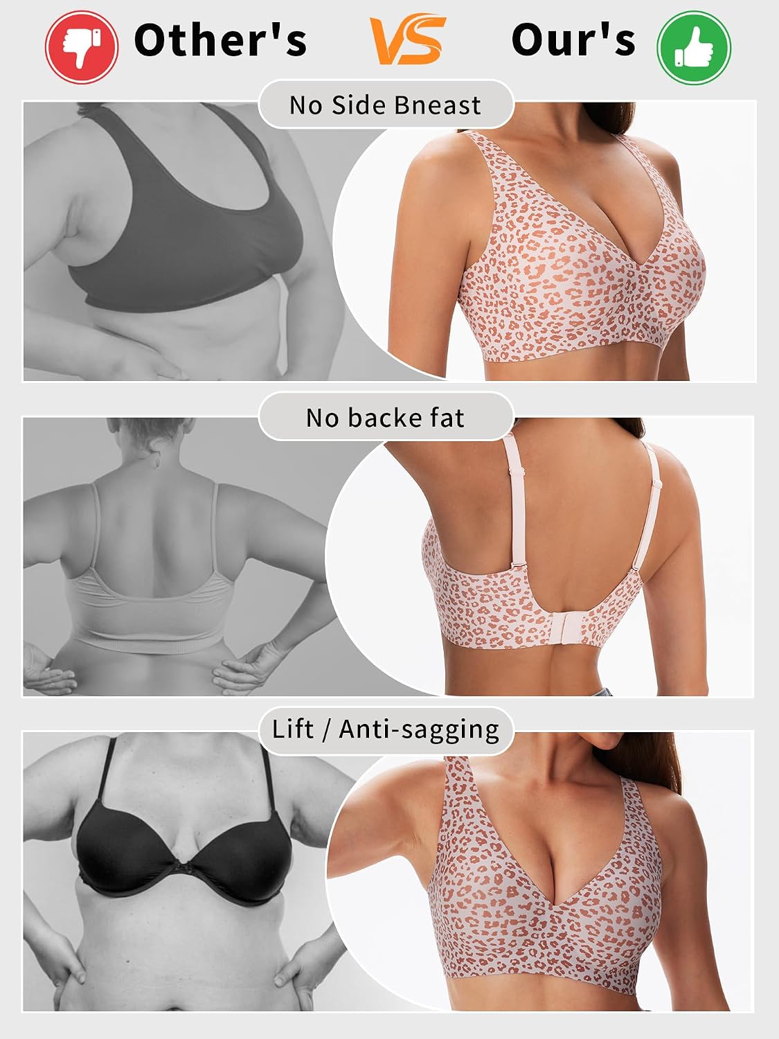 Detalle 2 de ViShawtek Jelly Bras for Women: Wireless Gel Plunge Bralette with Seamless Comfort