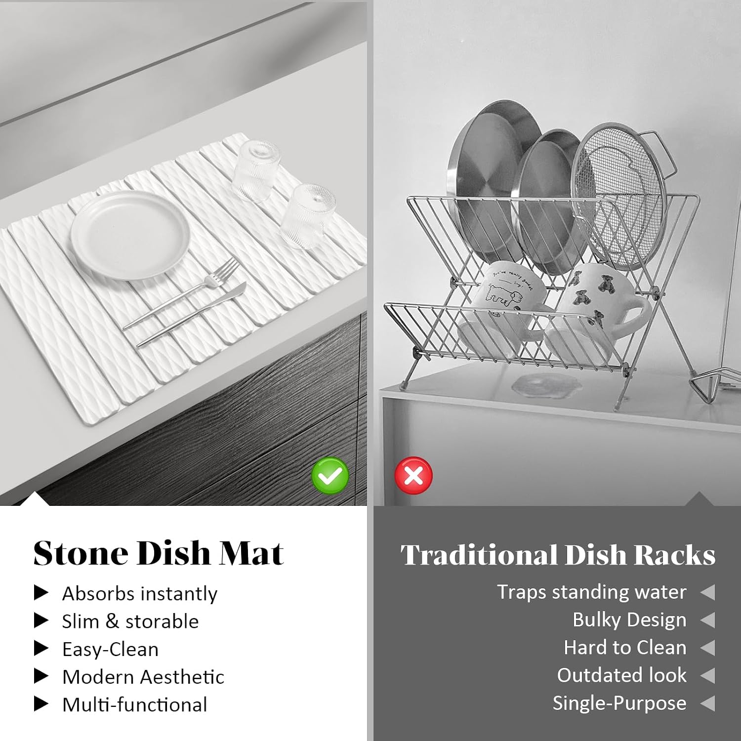 Thumbnail 5 de Large Stone Wave Dish Drying Mat 24" 🧽