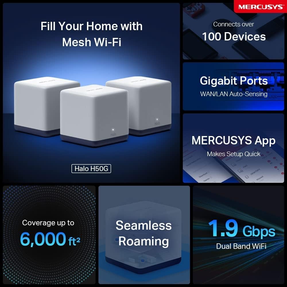 Detalle de MERCUSYS Halo H50G mesh WiFi extender 3-pack
