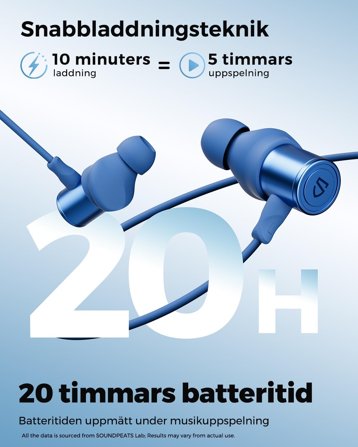 Detalle de SoundPEATS Q40HD: In-Ear Sport-Kopfhörer mit Nackenband, LDAC & 20h Akku