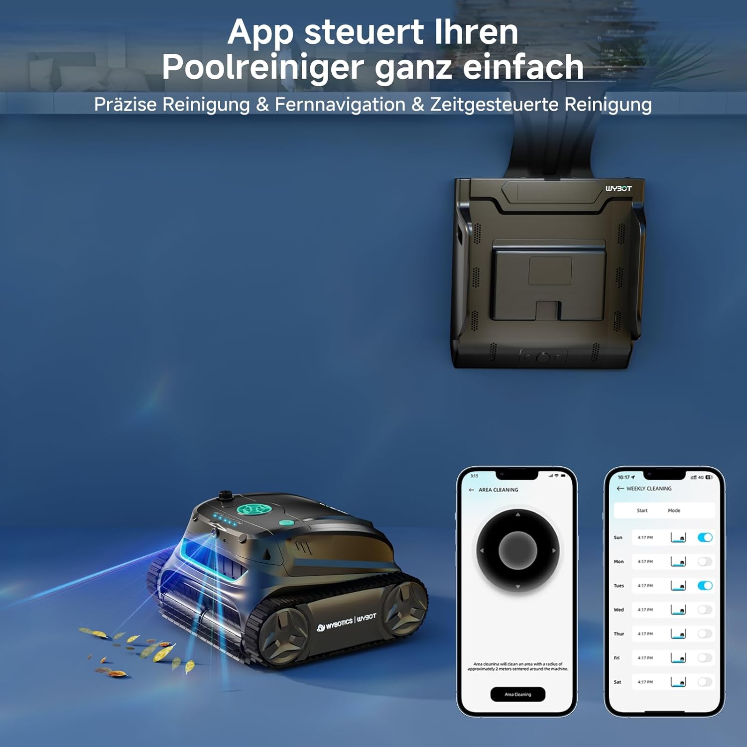 Thumbnail 5 de WYBOT S2 Solar Vision: pulitore per piscina robot con stazione di ricarica solare e AI