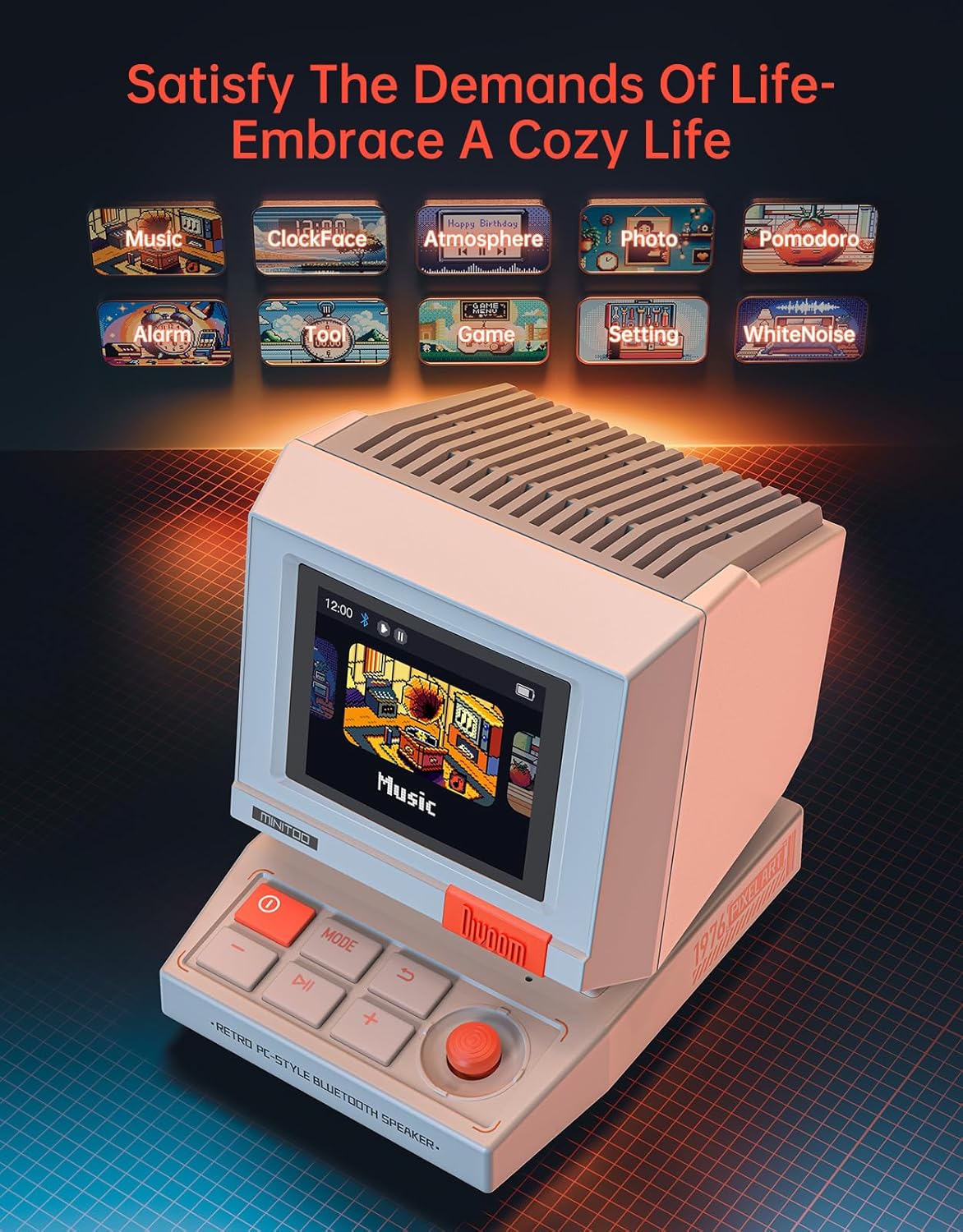 Thumbnail 4 de Divoom MiniToo Retro PC-Bluetooth-Lautsprecher mit Pixel-Display, DIY-Pixelmotiven & Wecker