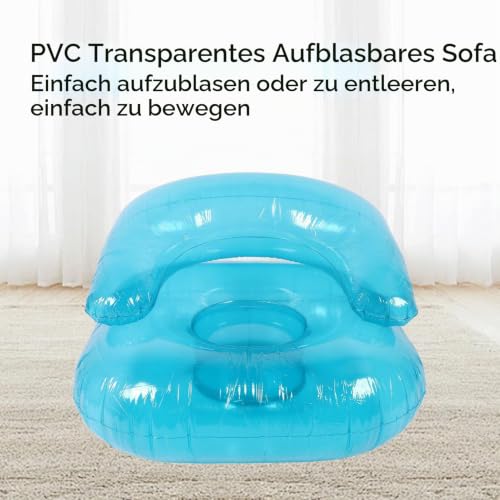Detalle de Riuulity Transparenter Aufblasbarer Sessel – Ergonomischer PVC-Sessel für Innen & Außen, Blau